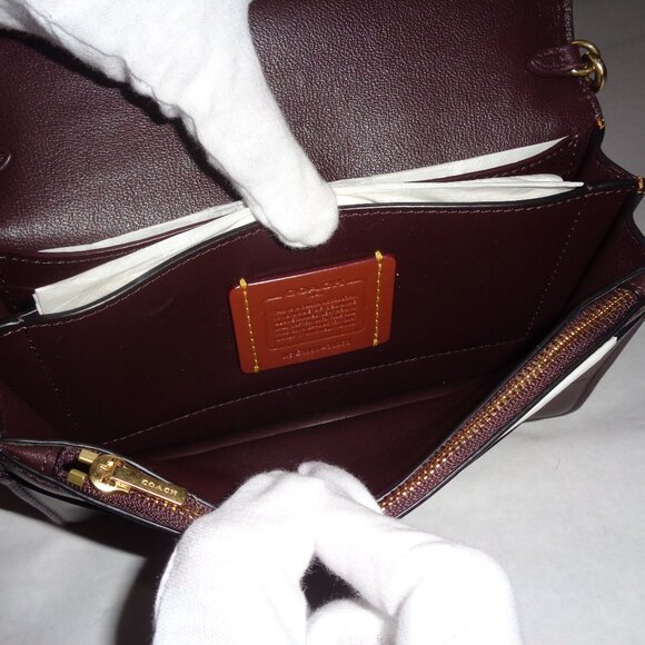 Coach 1941 Black Leather Foldover Chain Crossbody Shoulder Purse Wallet Hand Bag - Picture 12 of 16